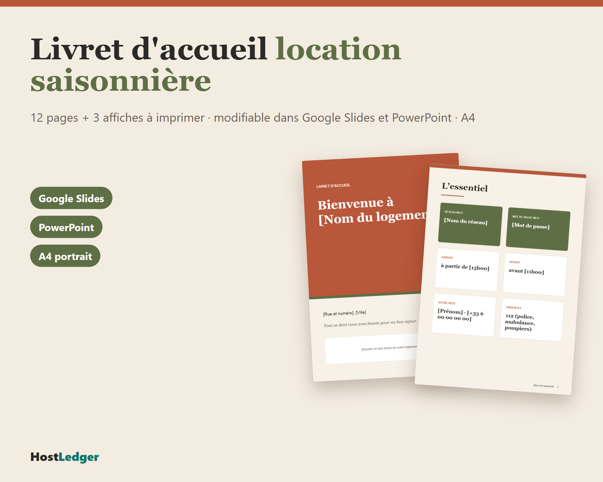 Livret d'accueil : couverture et page L'essentiel