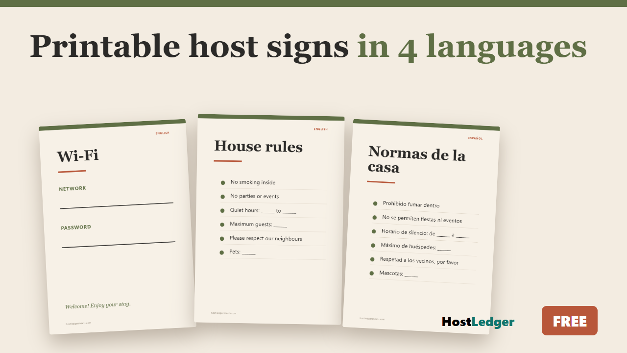 Carteles de wifi y normas de la casa